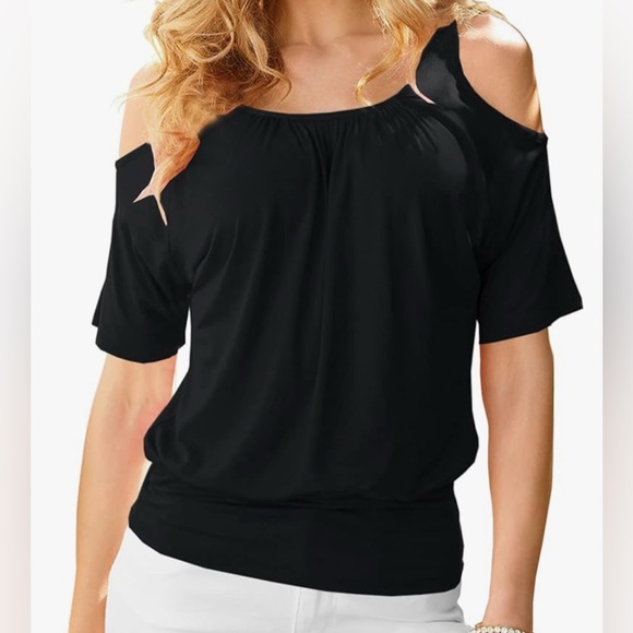 Women's Black Cold Shoulder Top - 2/$15 eligible - Picture 1 of 10